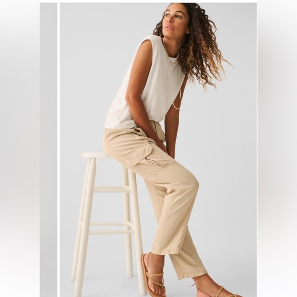 Faherty Arlie Day Cargo Pants linen‎ blend pull on pant Women’s XS NWT - Picture 3 of 5